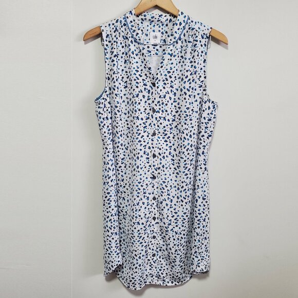 CABI Camilla Sleeveless Button Up Dress Sleeveless Leopard Print Women's Medium - Picture 2 of 14